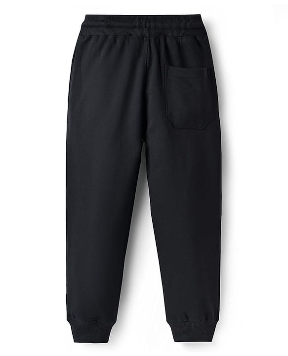 Pine Kids Cotton Knit Full Length  Lounge Pant With Game Print - Black