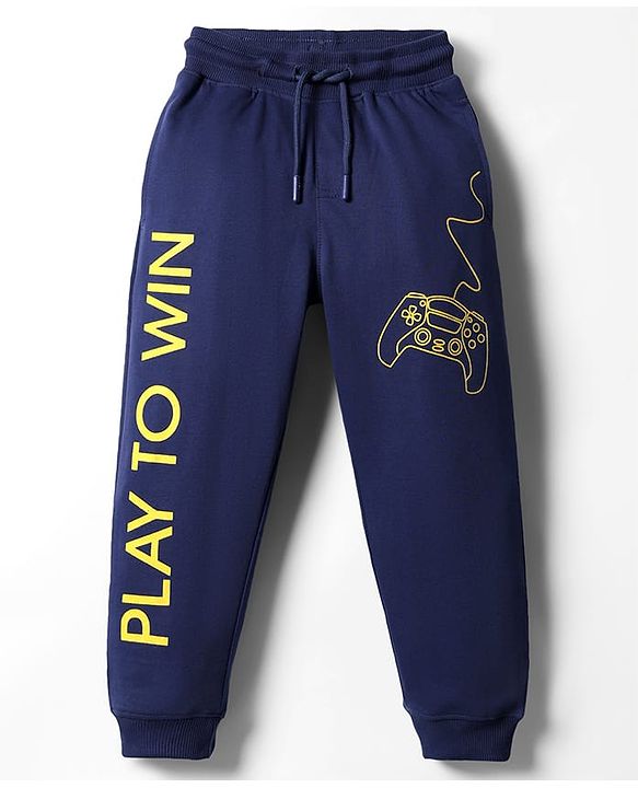 Pine Kids Knit Full Length Lounge Pant With Play To Win Print - Navy Blue