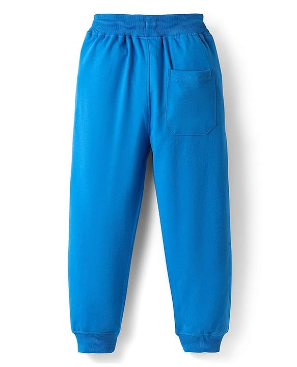 Pine Kids Cotton Knit Full Length Lounge Pant With Text Print - Light Blue