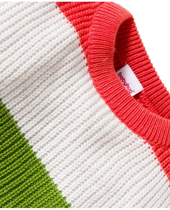 Babyhug Knit Full Sleeves Striped Sweater Set with Stripes - Multicolor