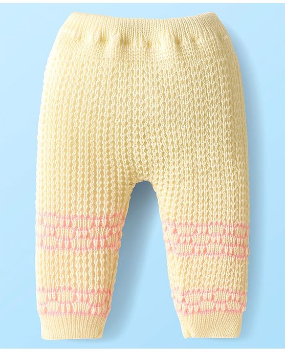 Babyhug Knit Full Sleeves Front Open Sweater Set with Stripe Designed Cap & Booties - Pink & White