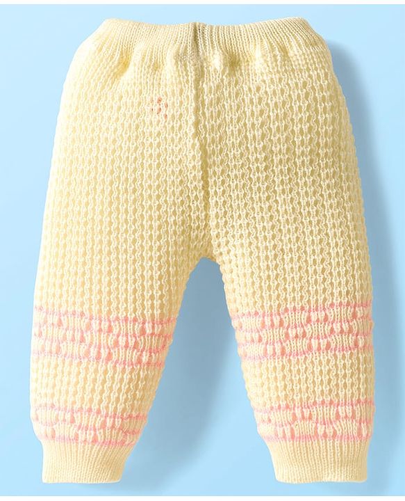 Babyhug Knit Full Sleeves Front Open Sweater Set with Stripe Designed Cap & Booties - Pink & White