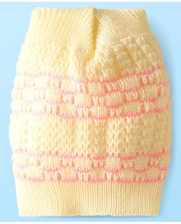 Babyhug Knit Full Sleeves Front Open Sweater Set with Stripe Designed Cap & Booties - Pink & White