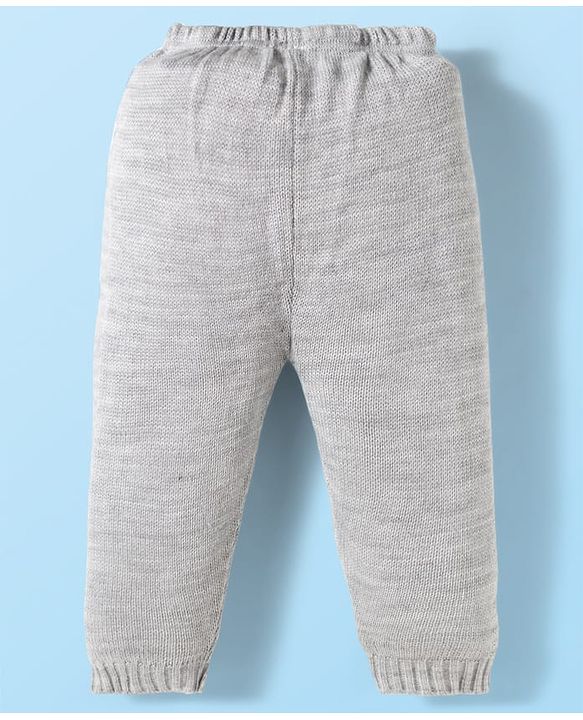 Babyhug Knit Full Sleeves Sweater Set with Stripes & Cable Knit Design - Grey & Light Blue