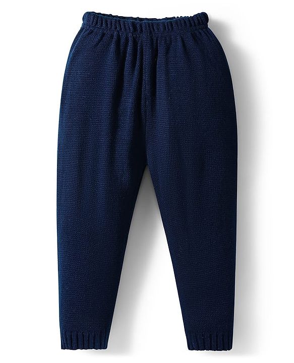 Babyhug Knit Full Sleeves Pullover Sweater & Pant Set with Fair Isle Design - Navy Blue