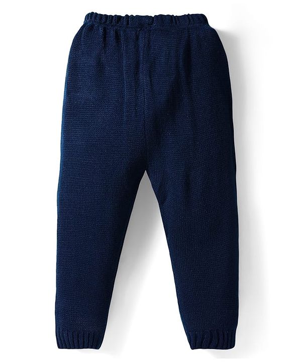 Babyhug Knit Full Sleeves Pullover Sweater & Pant Set with Fair Isle Design - Navy Blue