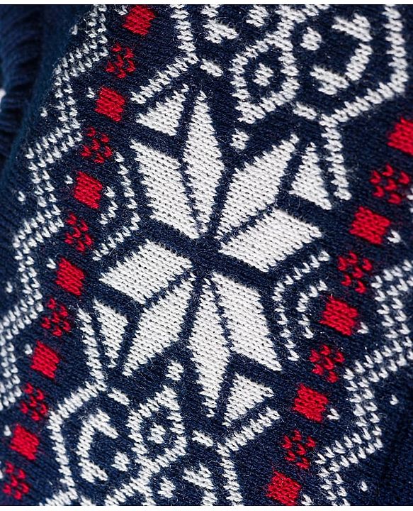 Babyhug Knit Full Sleeves Pullover Sweater & Pant Set with Fair Isle Design - Navy Blue