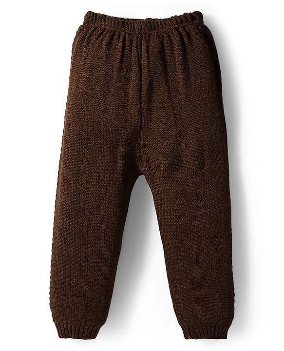 Babyhug Knit Full Sleeves Pullover Sweater & Pant Set with Fair Isle Design - Mustard & Brown