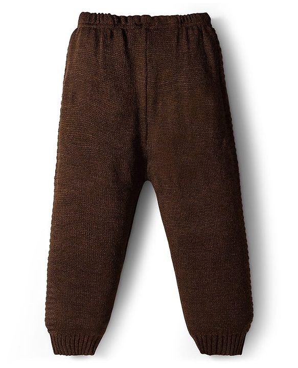 Babyhug Knit Full Sleeves Pullover Sweater & Pant Set with Fair Isle Design - Mustard & Brown