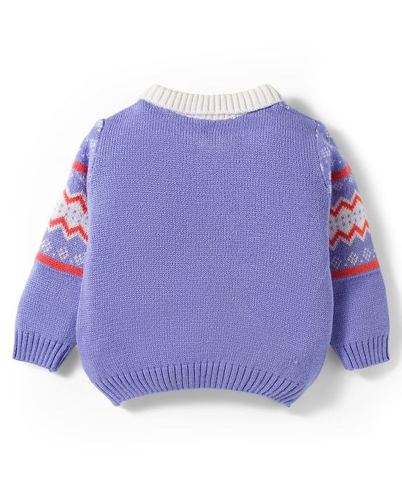 Babyhug Knit Full Sleeves Sweater Set with Design - Lavender