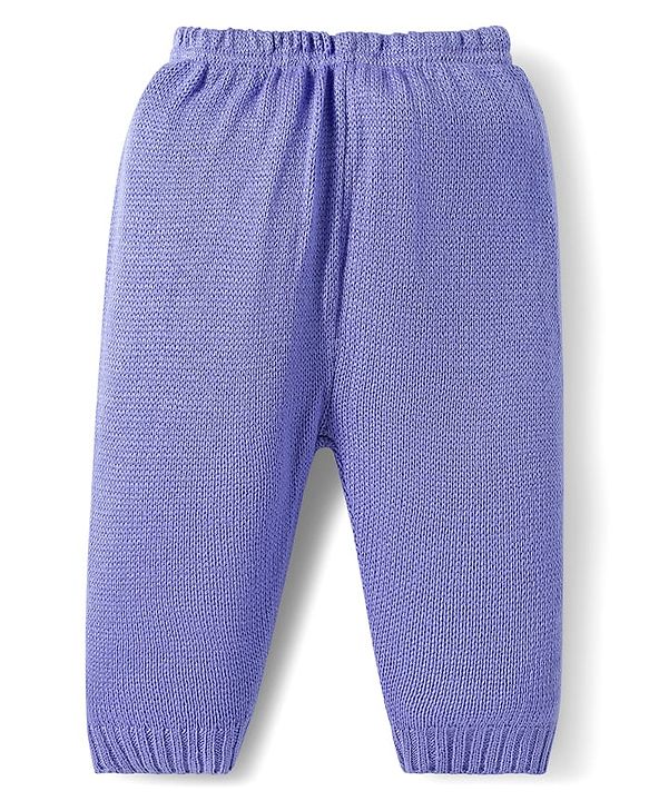 Babyhug Knit Full Sleeves Sweater Set with Design - Lavender