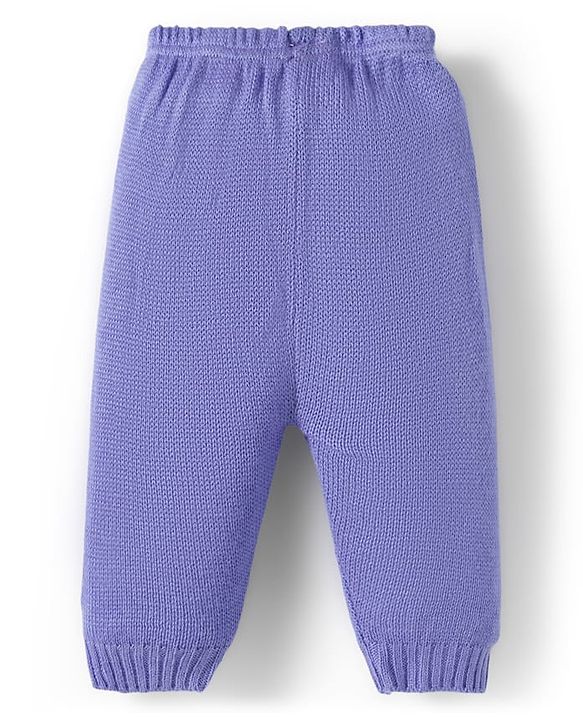 Babyhug Knit Full Sleeves Sweater Set with Design - Lavender