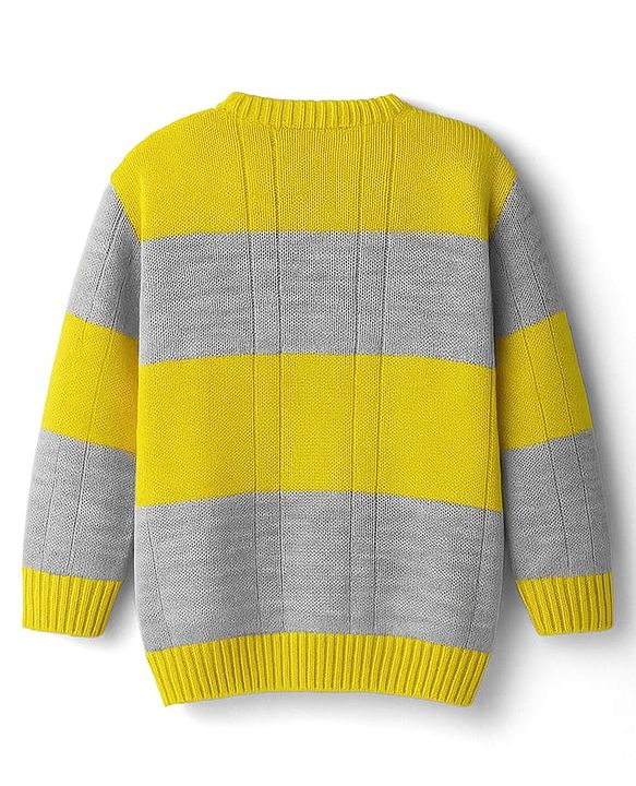 Babyhug Knit Full Sleeves Front Open Sweater With Stripes Design- Blue & Green