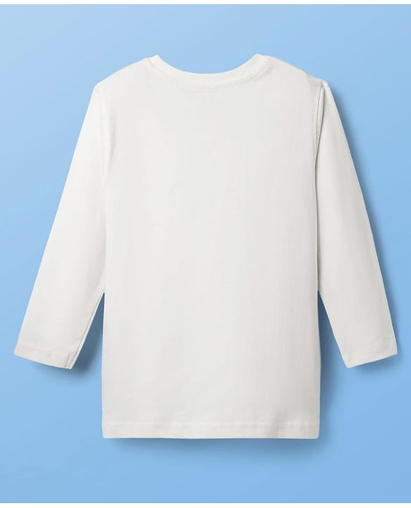 Pine Kids Cotton Knit Full Sleeves Solid T-Shirt with Brand Logo - White