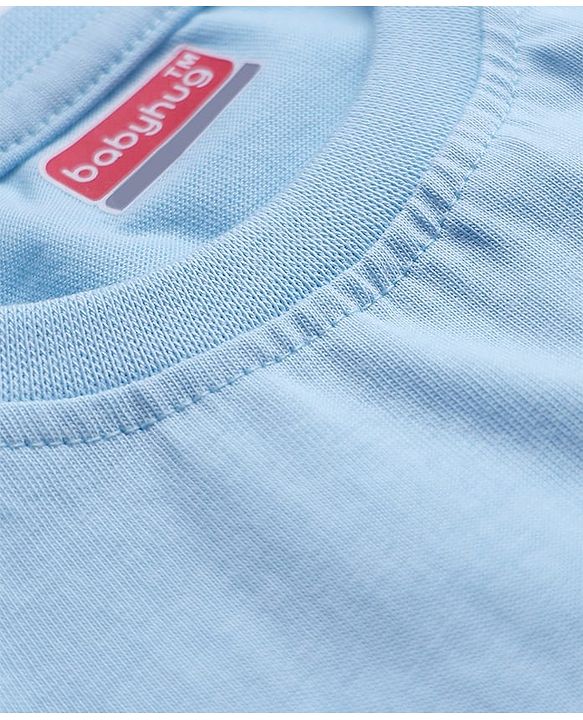 Babyhug Cotton Knit Full Sleeves Night Suit With Zebra Print - Light Blue