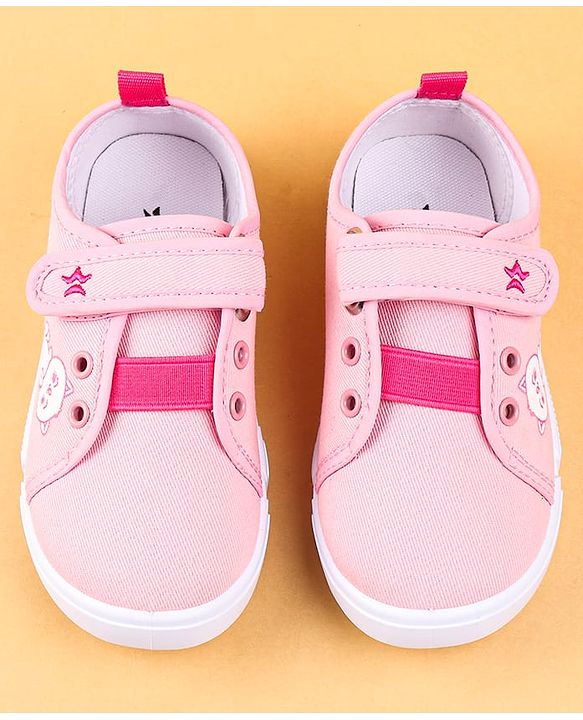 Cute Walk by Babyhug Casual Shoes with Velcro Closure & Kitty Print - Pink