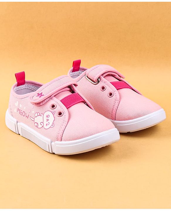 Cute Walk by Babyhug Casual Shoes with Velcro Closure & Kitty Print - Pink
