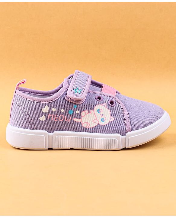 Cute Walk by Babyhug Casual Shoes with Velcro Closure & Kitty Print - Pink