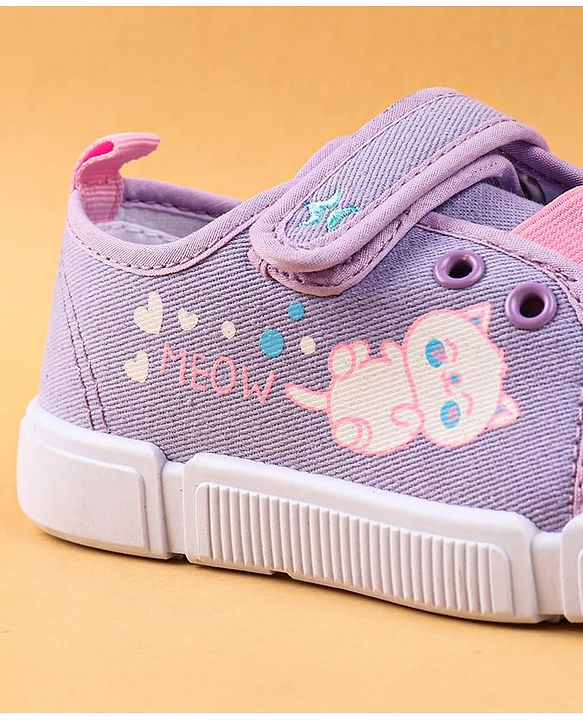 Cute Walk by Babyhug Casual Shoes with Velcro Closure & Kitty Print - Pink