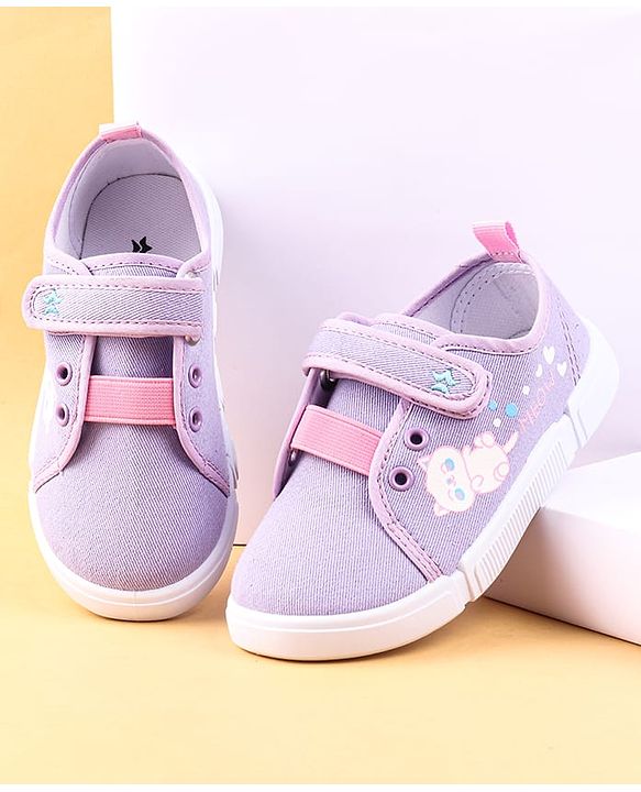 Cute Walk by Babyhug Casual Shoes with Velcro Closure & Kitty Print - Purple