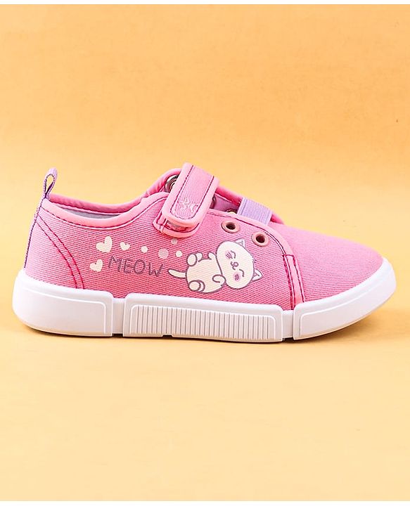 Cute Walk by Babyhug Casual Shoes with Velcro Closure & Kitty Print - Pink