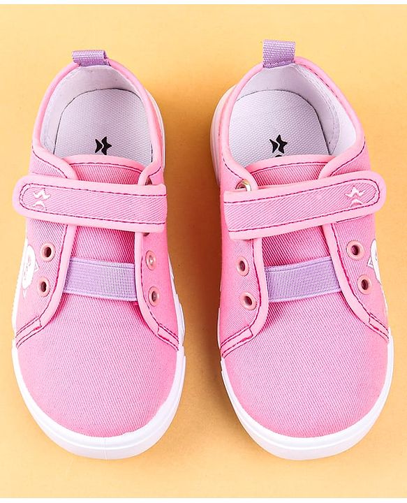 Cute Walk by Babyhug Casual Shoes with Velcro Closure & Kitty Print - Pink