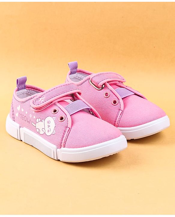Cute Walk by Babyhug Casual Shoes with Velcro Closure & Kitty Print - Pink