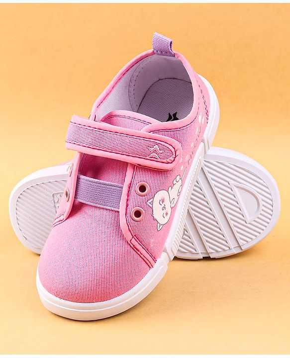 Cute Walk by Babyhug Casual Shoes with Velcro Closure & Kitty Print - Pink