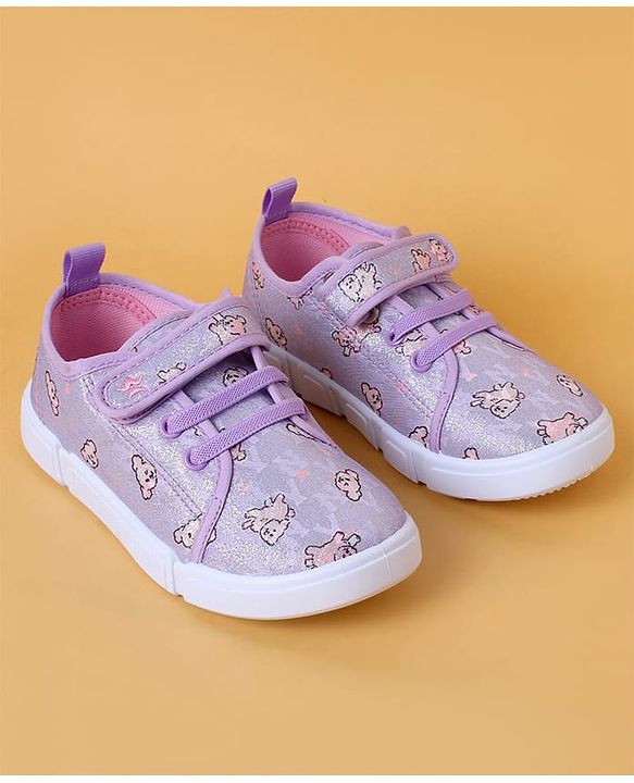 Cute Walk by Babyhug Casual Shoes With Velcro Closure & Animal Print - Purple