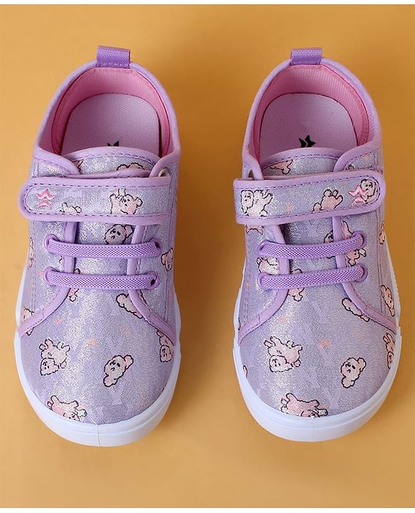 Cute Walk by Babyhug Casual Shoes With Velcro Closure & Animal Print - Purple