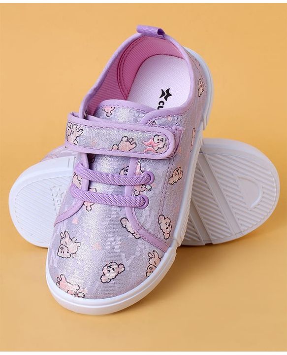 Cute Walk by Babyhug Casual Shoes With Velcro Closure & Animal Print - Purple