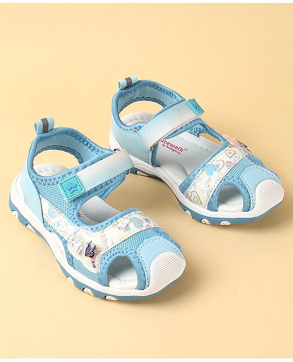 Cute Walk by Babyhug Velcro Closure Sandals with Hearts Glitter Print - Fuchsia