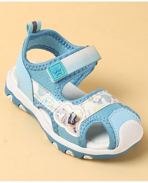 Cute Walk by Babyhug Velcro Closure Sandals with Hearts Glitter Print - Fuchsia