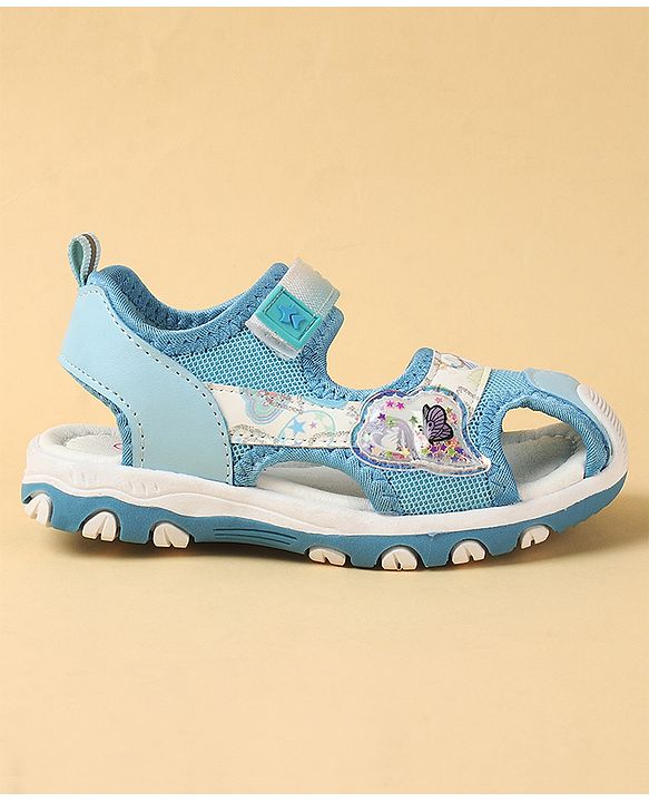 Cute Walk by Babyhug Velcro Closure Sandals with Hearts Glitter Print - Fuchsia