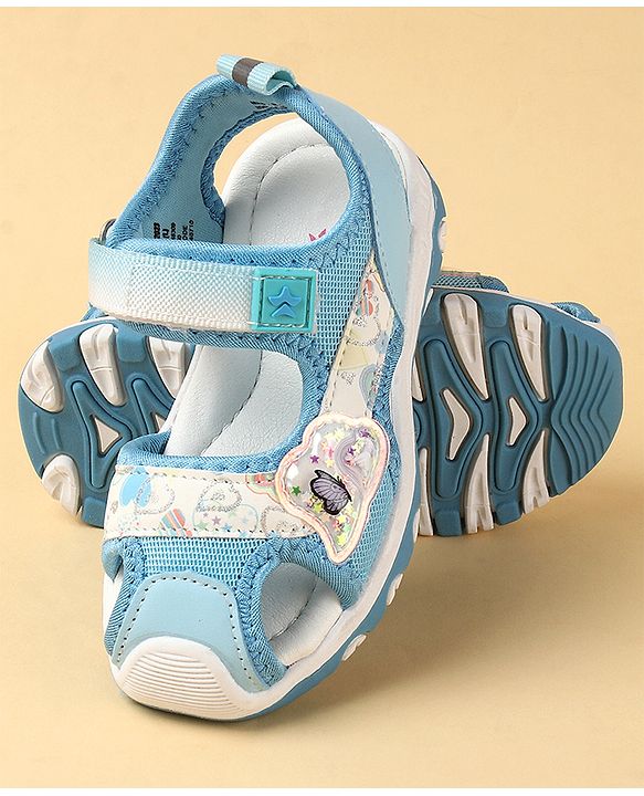 Cute Walk by Babyhug Velcro Closure Sandals with Hearts Glitter Print - Fuchsia