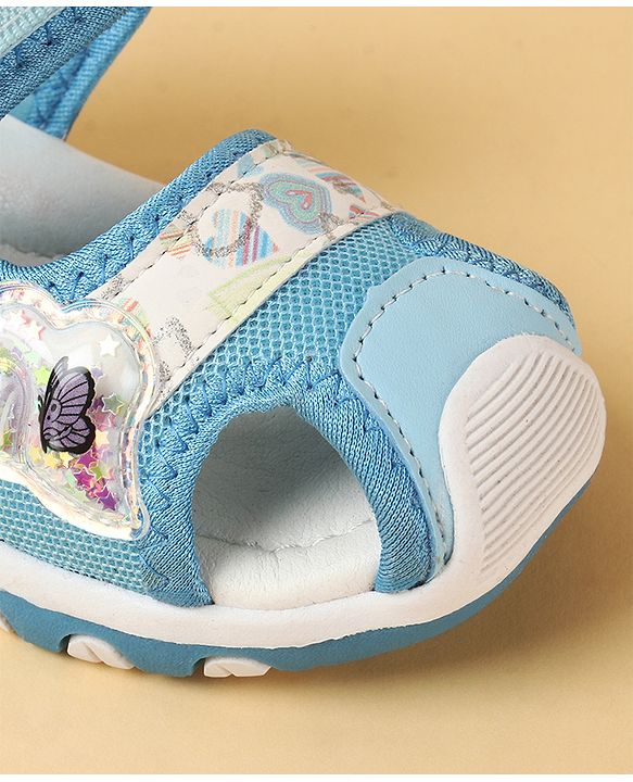 Cute Walk by Babyhug Velcro Closure Sandals with Hearts Glitter Print - Fuchsia