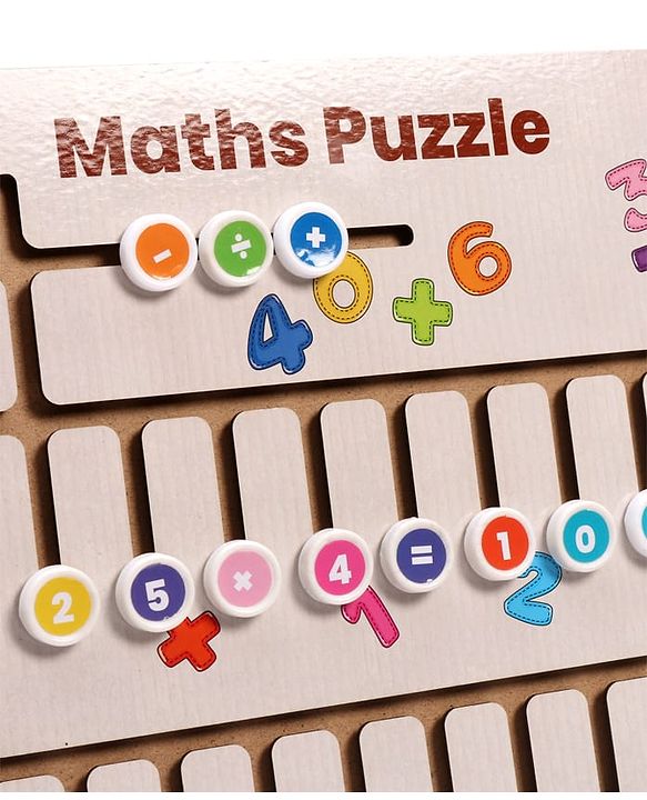 Babyhug Wooden Maths Puzzle Board for Kids| Learn Counting, Number Tracing & Matching| Montessori-Inspired Educational Toy| Early Brain Development| Motor Skills| Gift for Boys & Girls