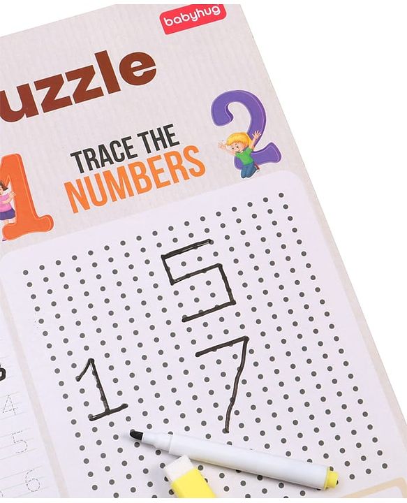 Babyhug Wooden Maths Puzzle Board for Kids| Learn Counting, Number Tracing & Matching| Montessori-Inspired Educational Toy| Early Brain Development| Motor Skills| Gift for Boys & Girls