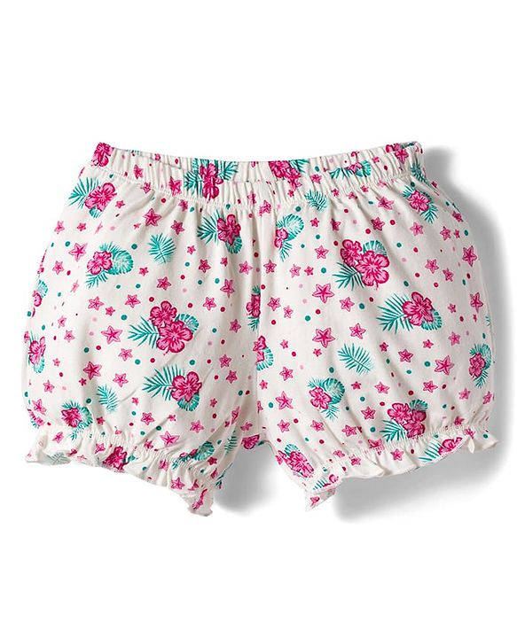 Pine Kids Cotton Elastane Knit Bloomers with Floral Print Pack of 3 (Color May Vary)