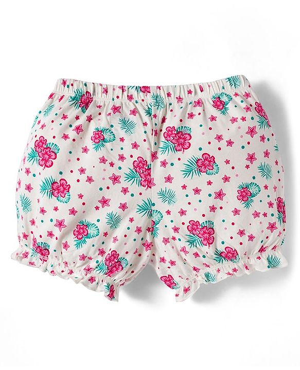 Pine Kids Cotton Elastane Knit Bloomers with Floral Print Pack of 3 (Color May Vary)