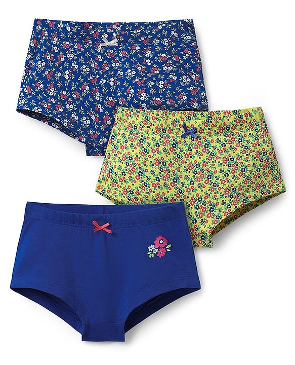 Pine Kids Cotton Elastane Knit Hipsters With Floral Print Pack Of 3 (Colour May Vary)