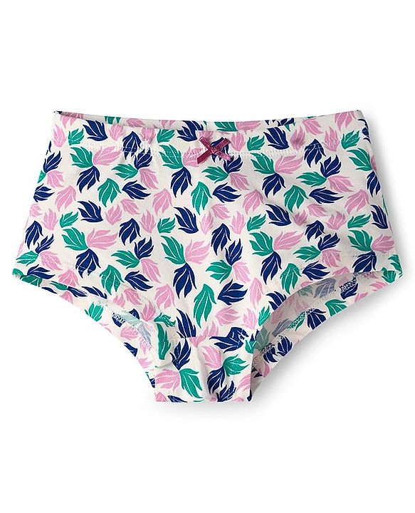 Pine Kids Cotton Elastane Knit Panties with Floral Print Pack of 3 (Colour May Vary)