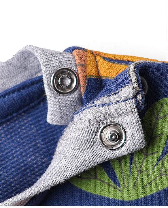 Babyhug Single Jersey Knit Full Sleeves T-Shirt & Lounge Pant Co-Ord Set With Animal Print - Navy Blue