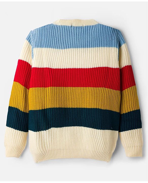 Pine Kids Knit Full Sleeves Striped Pullover Sweater - Multicolor