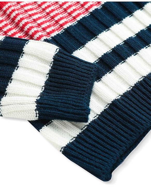 Pine Kids Knit Full Sleeves Striped Pullover - Red