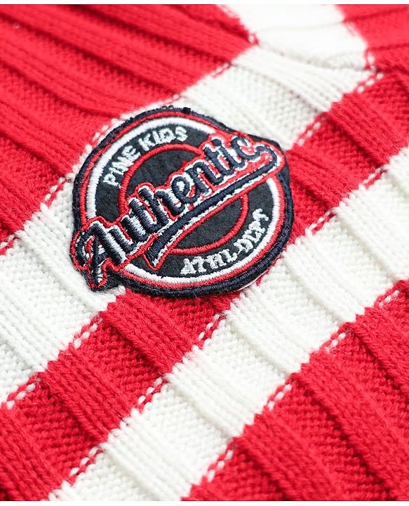 Pine Kids Knit Full Sleeves Striped Pullover - Red