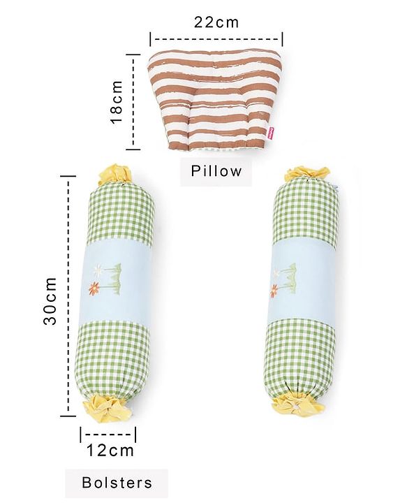 Babyhug Premium Cotton Crib Bedding Set Farm Theme Large Pack of 6 - Light Green (Cot not Included)