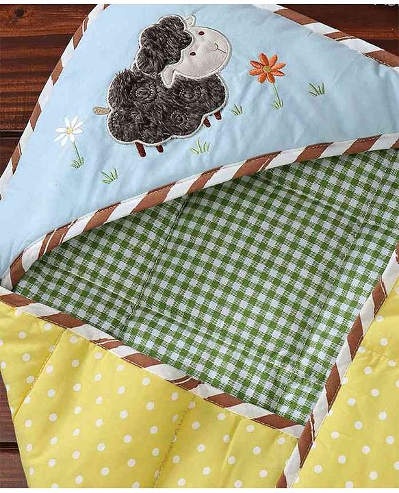 Babyhug Premium Cotton Hooded Wrapper Farm Theme - Yellow