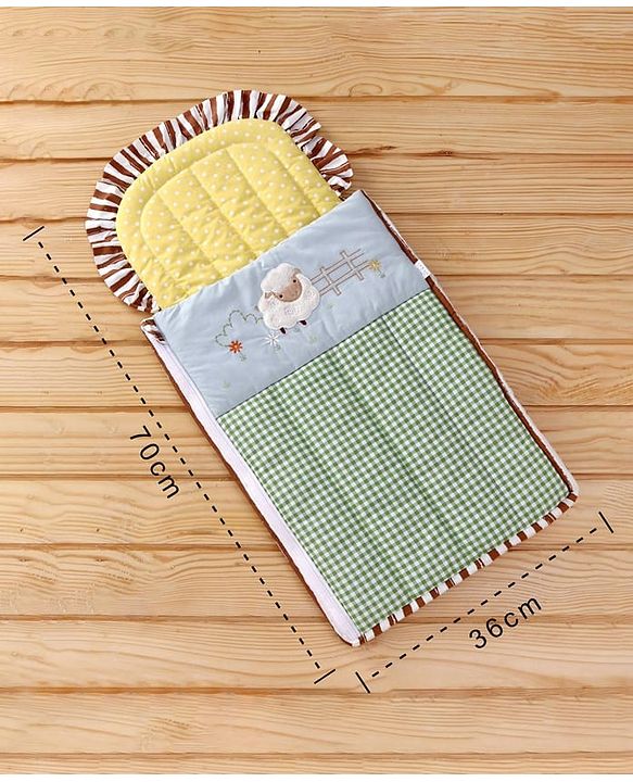 Babyhug Premium Cotton Baby Nest Bag Farm Theme - Yellow & Blue