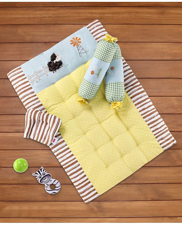 Babyhug Premium Cotton Bedding Set Farm Theme Pack of 4 - Yellow
